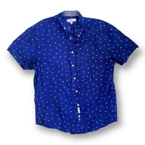 Crown & Ivy Blue Short Sleeve Dress Shirt with Stars